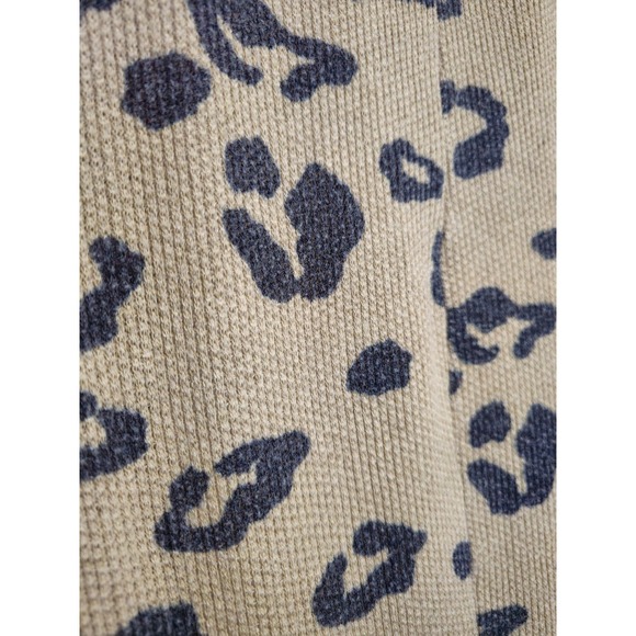 Twenty Second Leopard Print Waffle Knit Open Front Cardigan Tan Black Size M - Picture 2 of 5